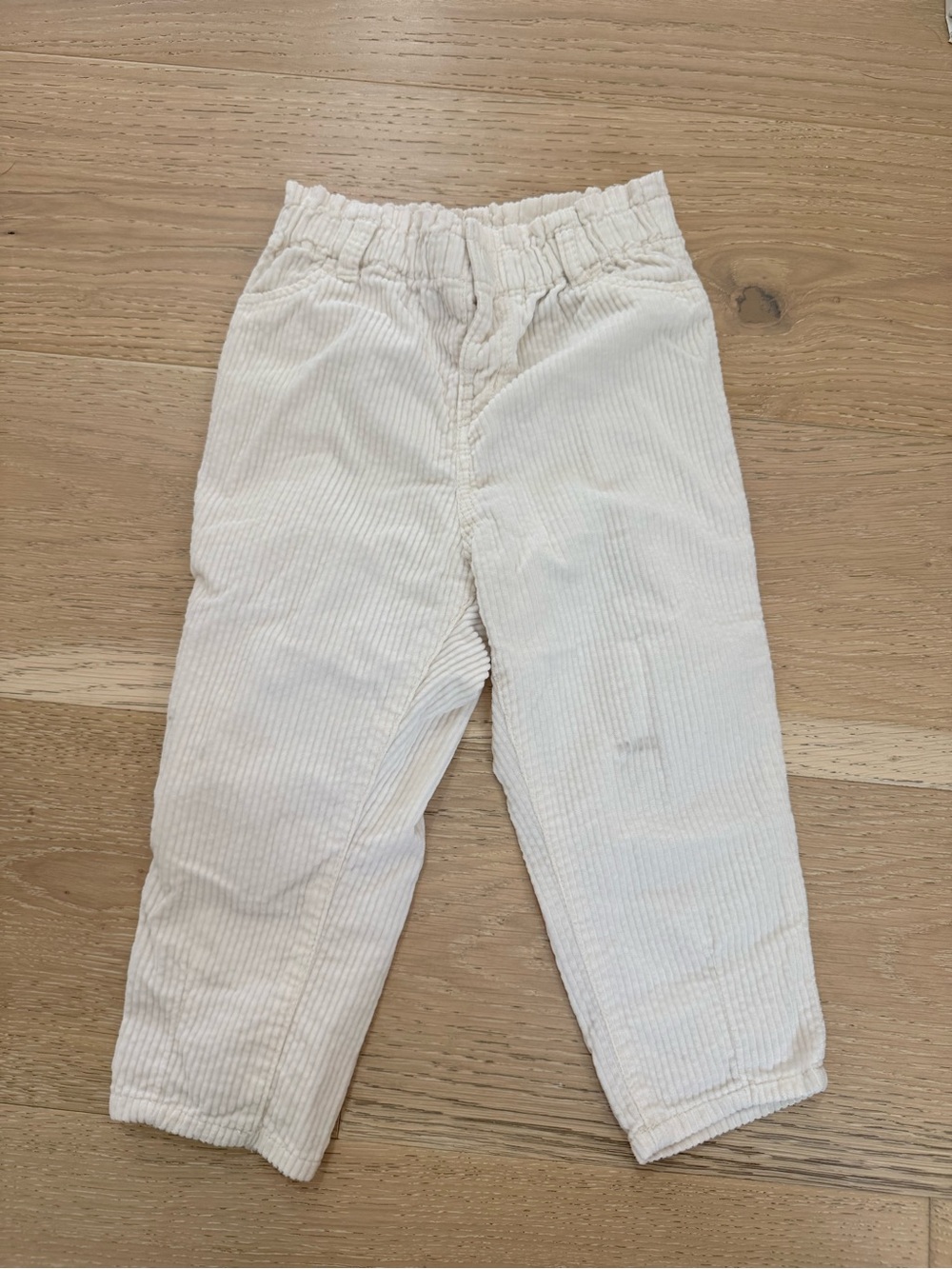 H&M Cream Corduroy Elastic Waist Kids Pants